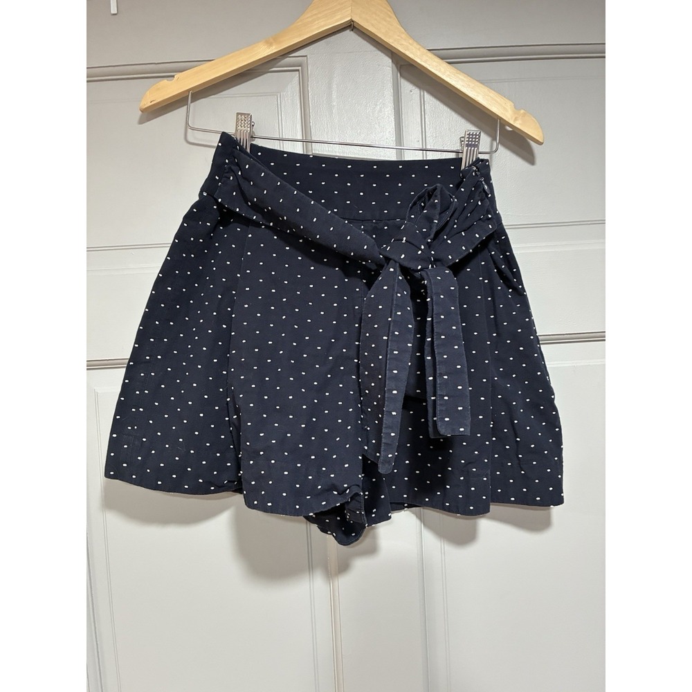 J. Crew Navy Tie Waist Plaid Shorts‎ in Clip Dot Size 4 Casual Preppy High Rise